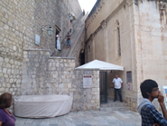 Entrance to Dubrovnik City walls next to Holy Savior church