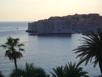 Dubrovnik in sunset - St John fortress visible in foreground