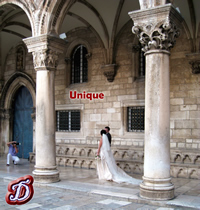 Bride and Groom in front of the Rector's Palace in Dubrovnik